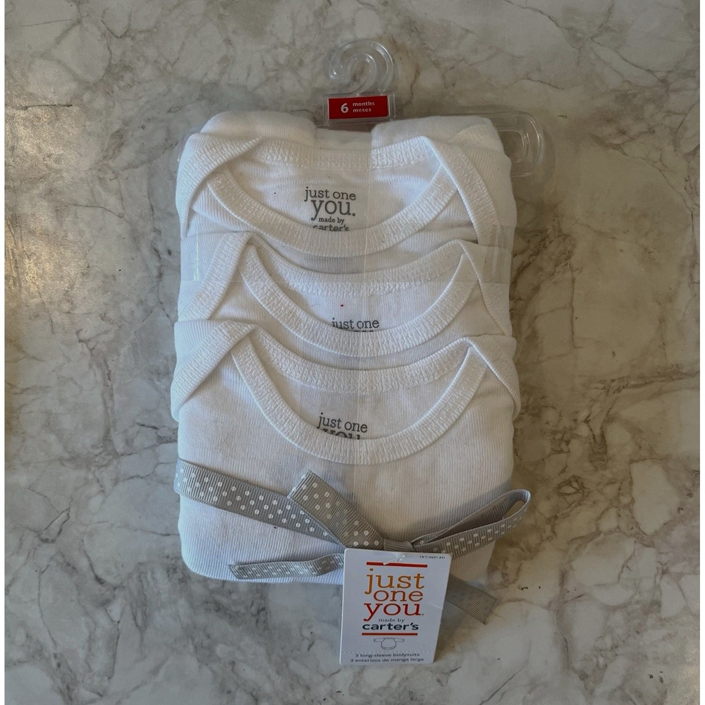 Just One You made by Carter's 3-Piece White Long Sleeve Bodysuit Set 6M